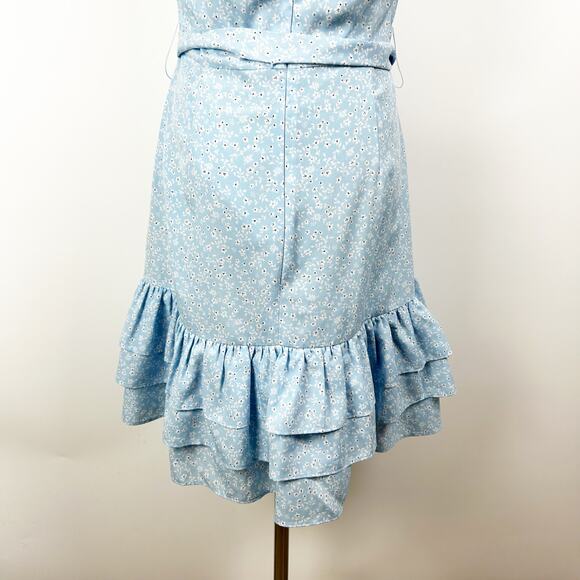 Likely Charlotte Light Blue Floral Mini Dress Ruffle Sundress Spring Womens Sz S - Picture 11 of 13